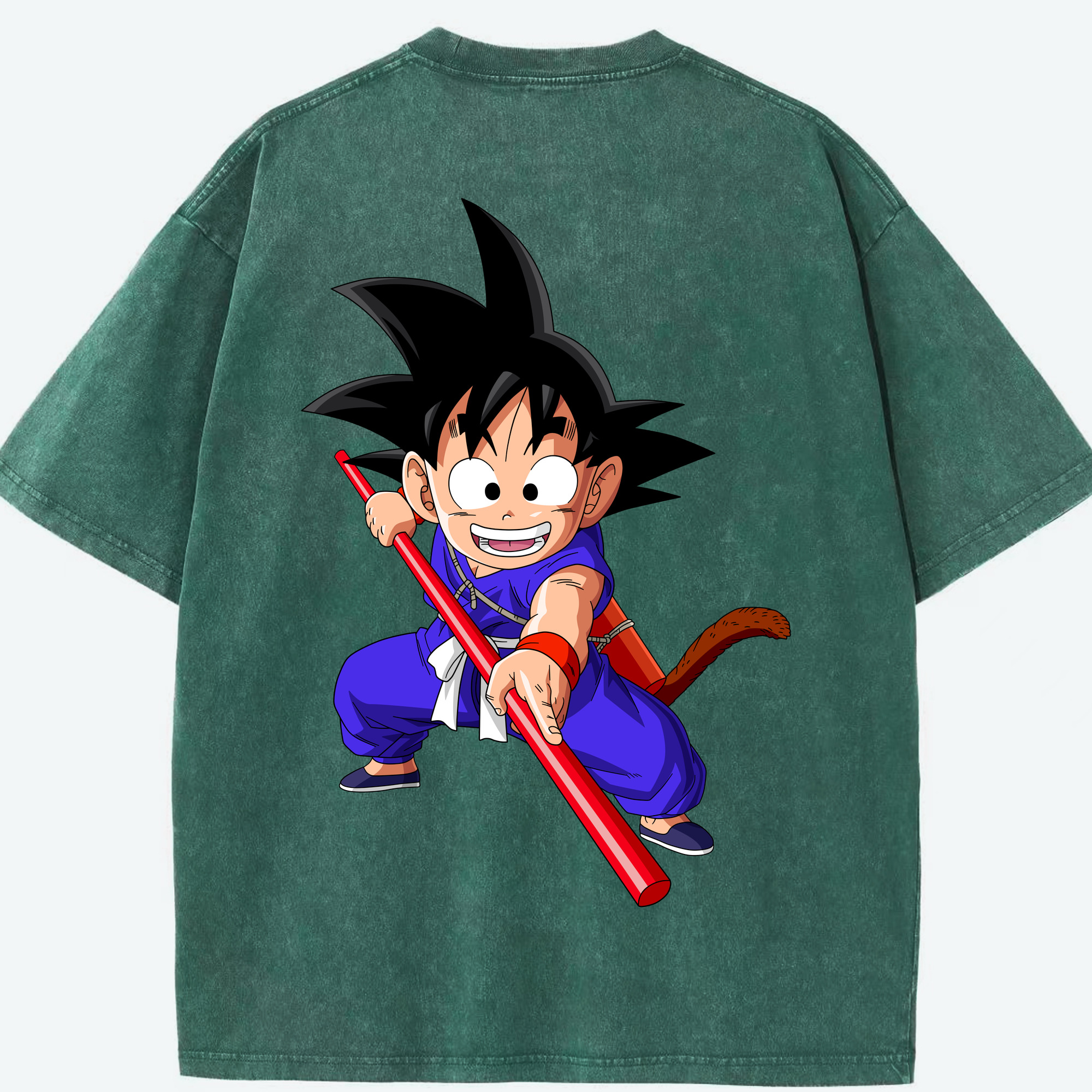 （画像用） ドラゴンボール 孫悟空（そん ごくう）Son Goku カカロット DRAGON BALL Kakarotto 綿100% ヴィンテージ風 半袖Tシャツ（背面プリント）